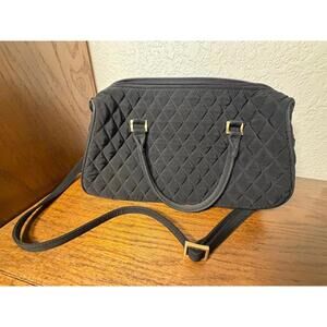 Vera Bradley Black Quilted Handbag Shoulder Bag with Gold Hardware